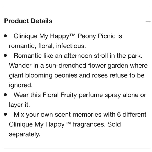 New Clinique My Happy Peony Picinic Fragrance 15 ml bottle Floral Feminine Scent - Picture 11 of 14
